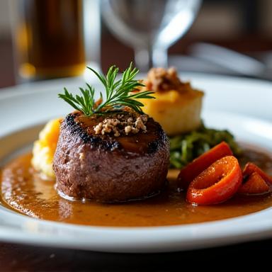 Festliches Bankett 'Pilatus' mit Rinderfilet und Trüffel-Kartoffelgratin